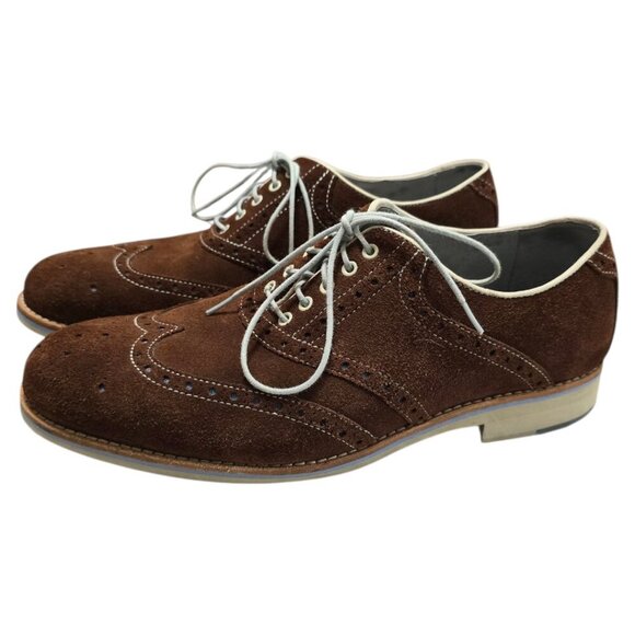Johnston & Murphy Ellington Brown Suede Wingtip Oxford Sz 10M - Picture 1 of 8
